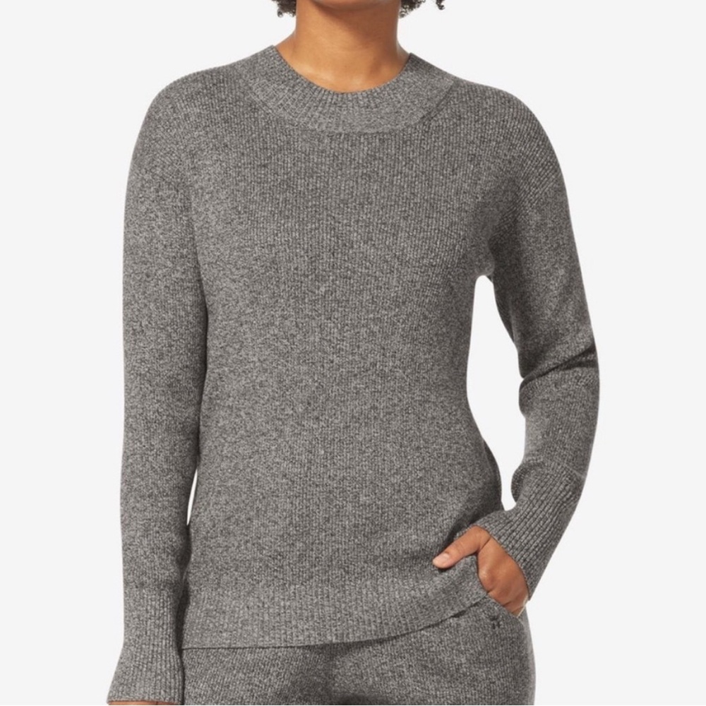 Tommy John Grey Crew Neckline Ribbed Lounge Knit Sweatshirt